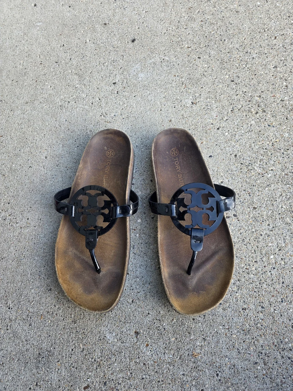 Tory Burch Women's Black Miller Thong Sandals Size 9.5